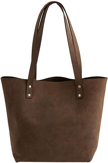 Leather Tote Bag -  Brown