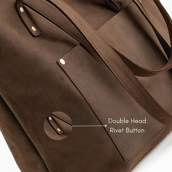 Leather Tote Bag -  Brown