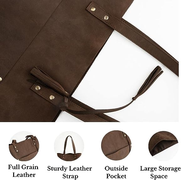 Leather Tote Bag -  Brown