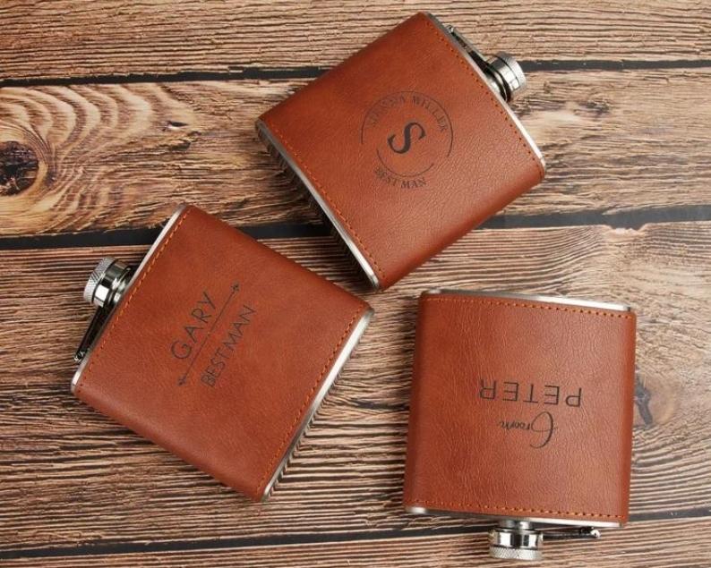 flask for groomsmen - Boston Leathers