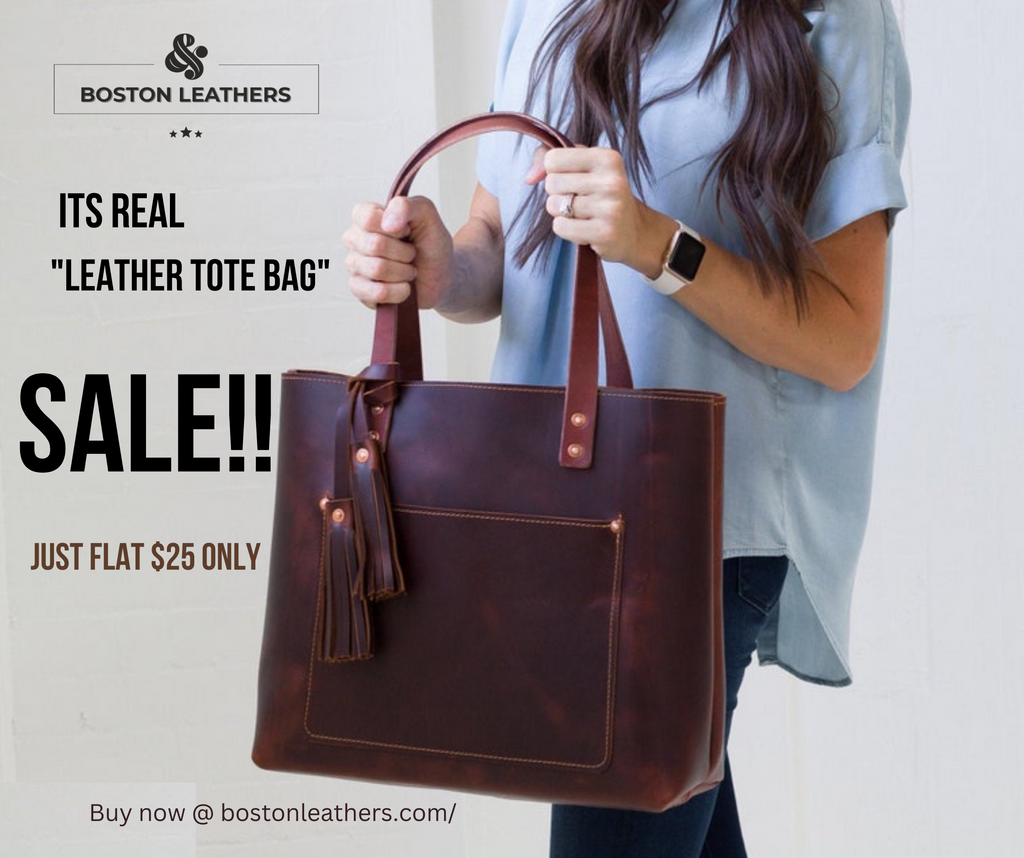 Oil Pull Brown Leather Tote Bag - SALE