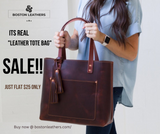 Oil Pull Brown Leather Tote Bag - SALE