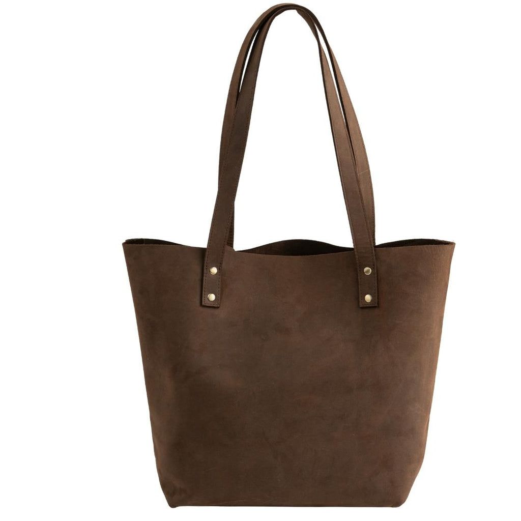Oil Pull Brown Leather Tote Bag - SALE