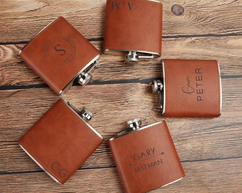 flask for groomsmen - Boston Leathers