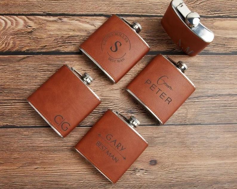 flask for groomsmen - Boston Leathers