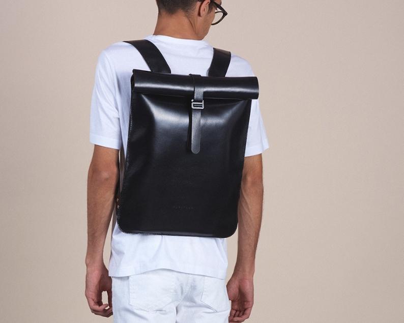Leather Rolltop Backpack - Boston Leathers