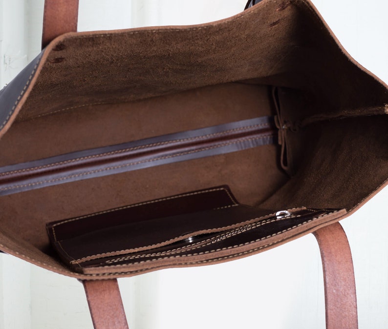 Oil Pull Brown Leather Tote Bag - SALE