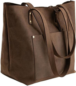 Leather Tote Bag -  Brown
