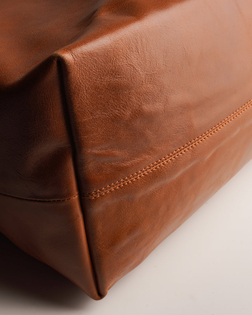 Oil Pull Brown Leather Tote Bag - SALE
