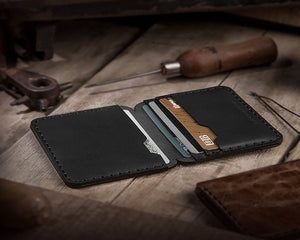 slim card holder wallet - minimalist card holder for men - Boston Leathers